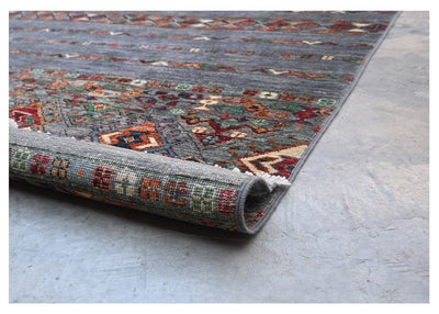 Tappeto Afghan blu in lana, fatto a mano 306x209cm - CarpetLiving