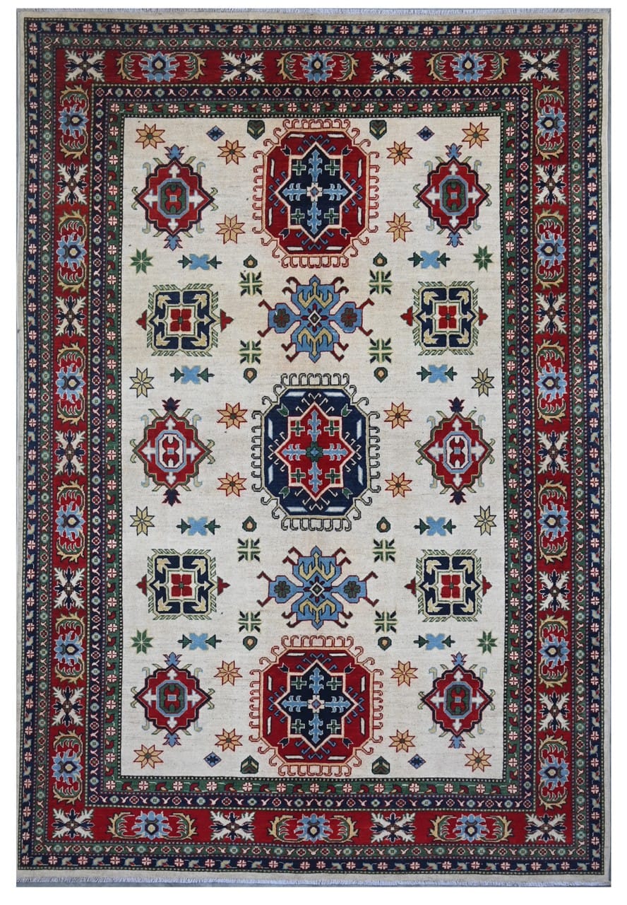Tappeto Kazak Classico, Multicolore, fatto a mano, 304x201cm