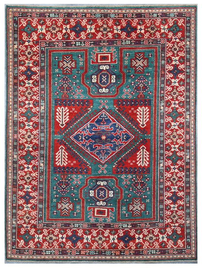 Tappeto Kazak Classico, Multicolore, fatto a mano, 204x151cm