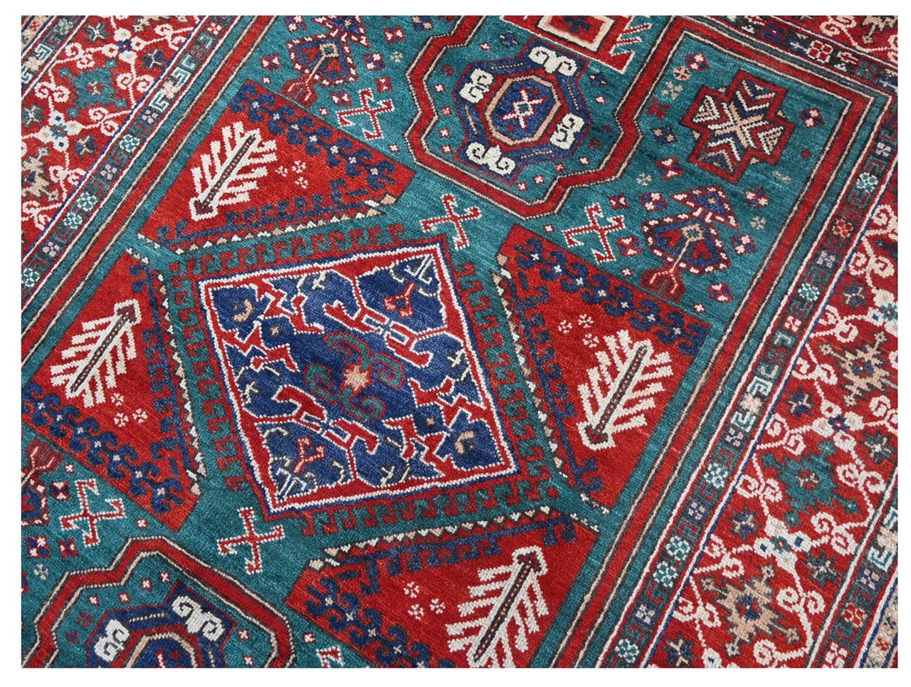 Tappeto Kazak Classico, Multicolore, fatto a mano, 204x151cm