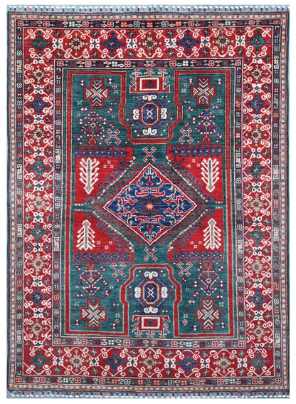 Tappeto Kazak Classico, Multicolore, fatto a mano, 205x145cm