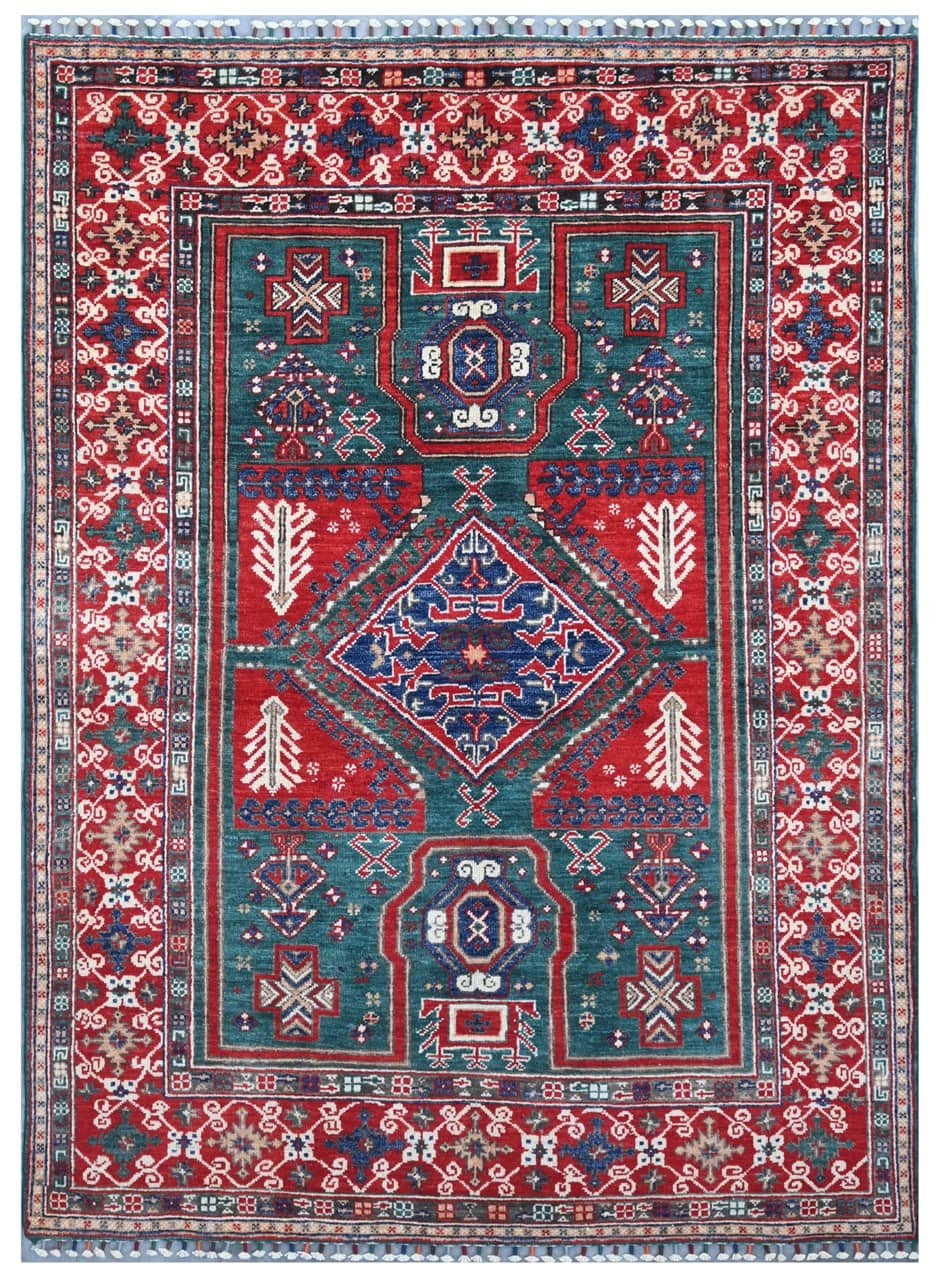 Tappeto Kazak Classico, Multicolore, fatto a mano, 205x145cm