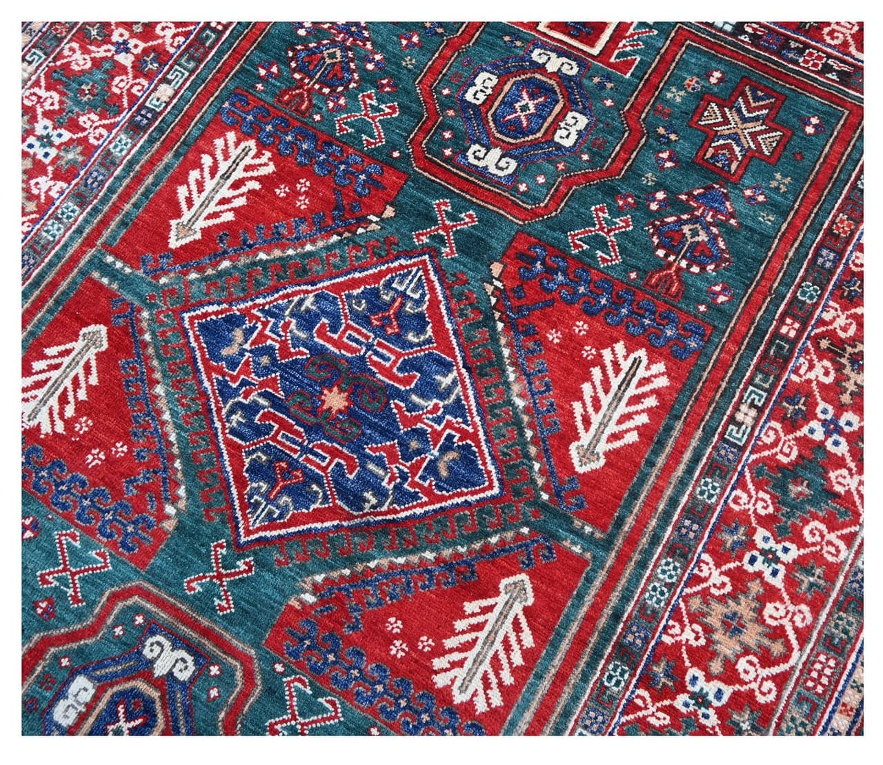 Tappeto Kazak Classico, Multicolore, fatto a mano, 205x145cm