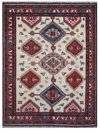Tappeto Kazak Classico, Multicolore, fatto a mano, 199x147cm