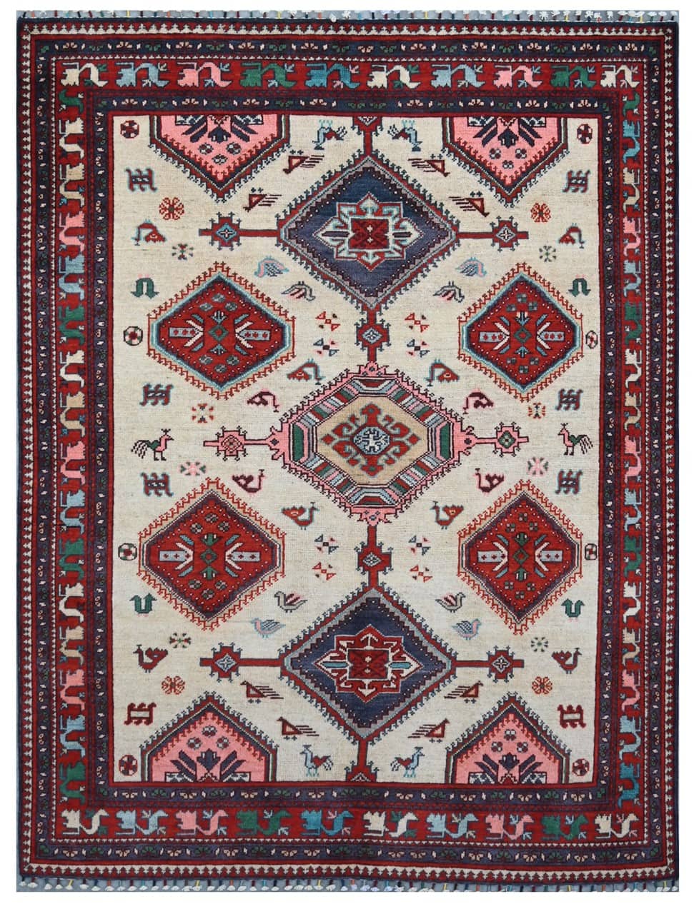 Tappeto Kazak Classico, Multicolore, fatto a mano, 199x147cm