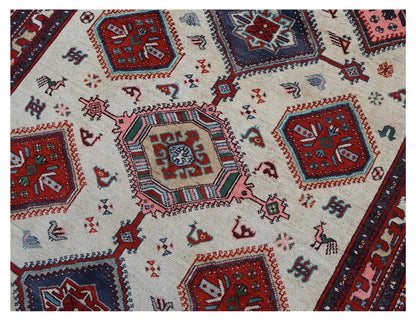 Tappeto Kazak Classico, Multicolore, fatto a mano, 199x147cm