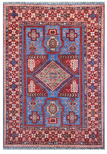 Tappeto Kazak Classico, Multicolore, fatto a mano, 205x141cm