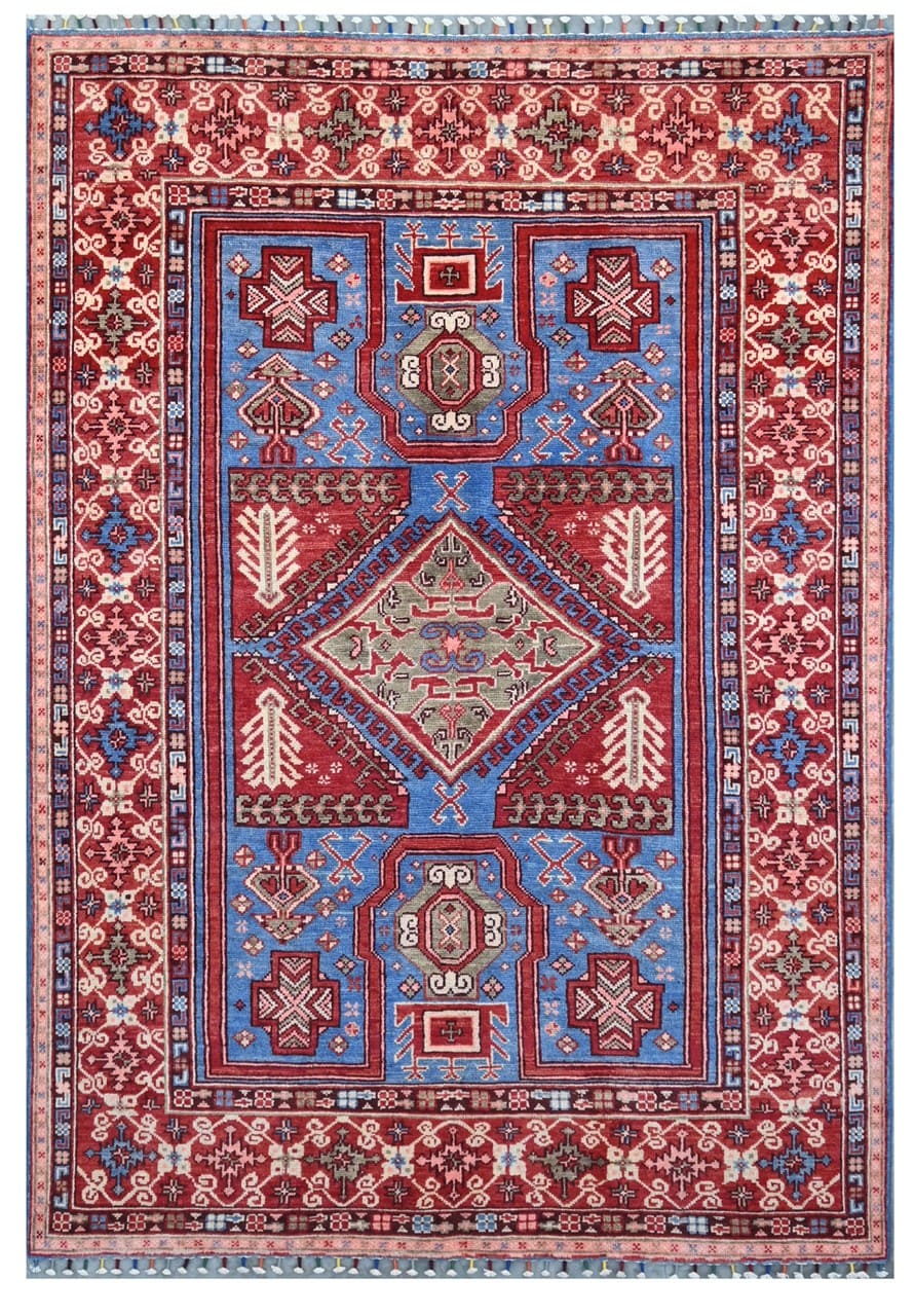 Classic Kazak carpet, Multi, handmade, 205x141cm