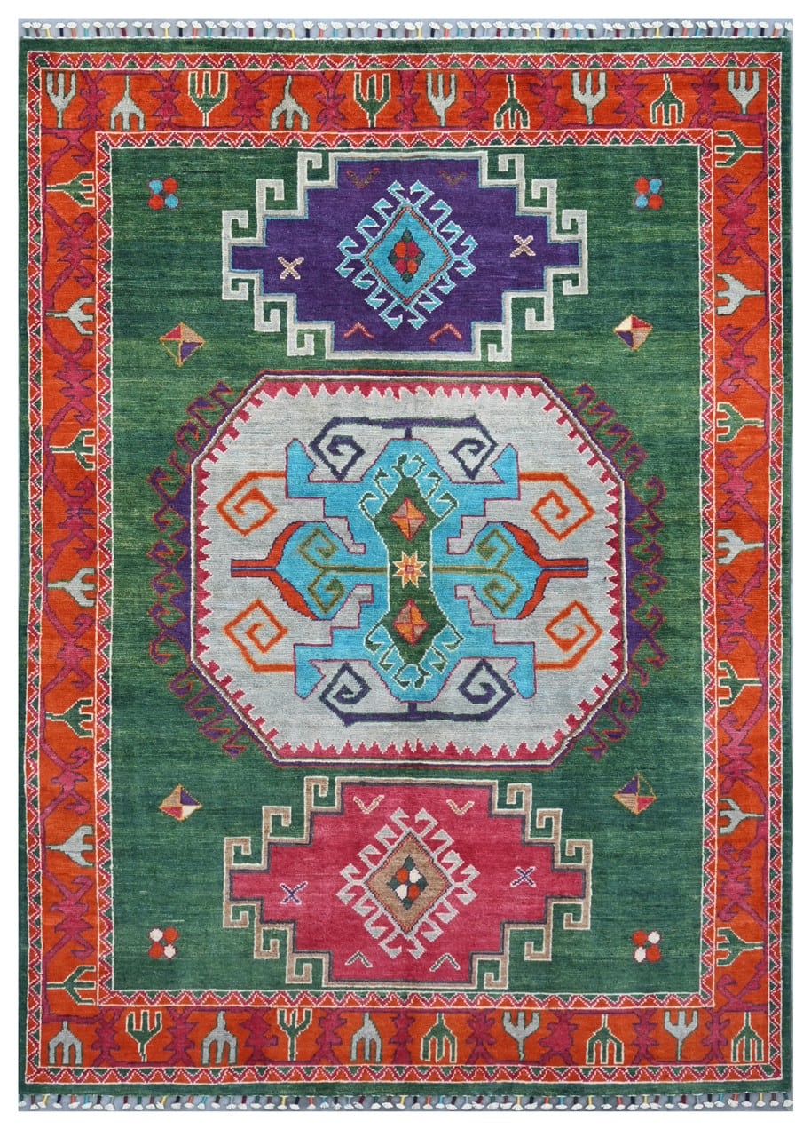 Classic Kazak carpet, Multi, handmade, 202x146cm