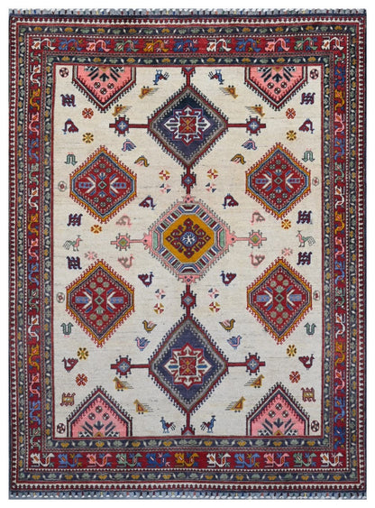 Tappeto Kazak Classico, Multicolore, fatto a mano, 202x149cm