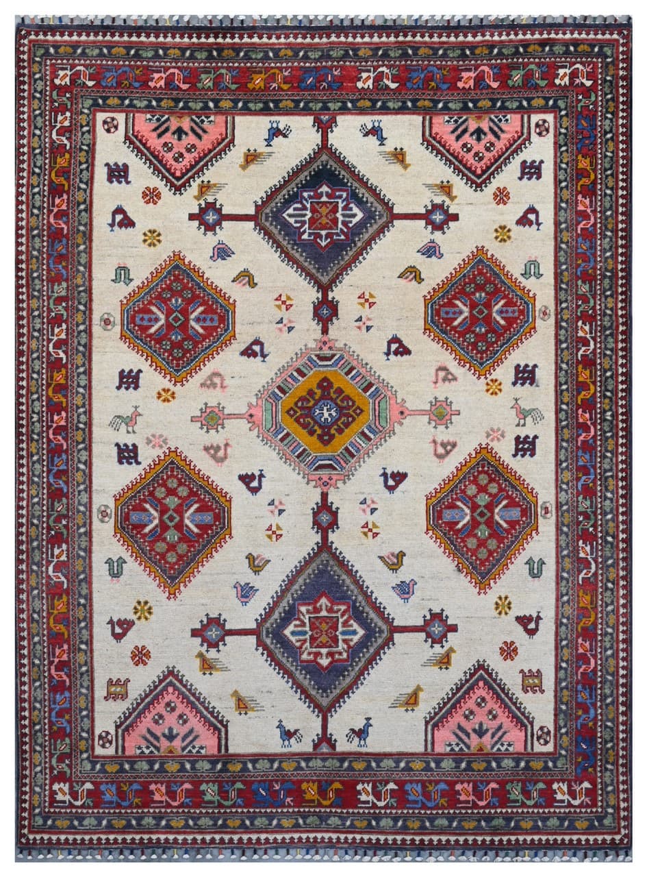 Classic Kazak carpet, Multi, handmade, 202x149cm