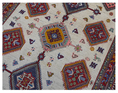 Tappeto Kazak Classico, Multicolore, fatto a mano, 202x149cm