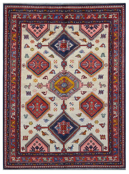 Tappeto Kazak Classico, Multicolore, fatto a mano, 201x149cm