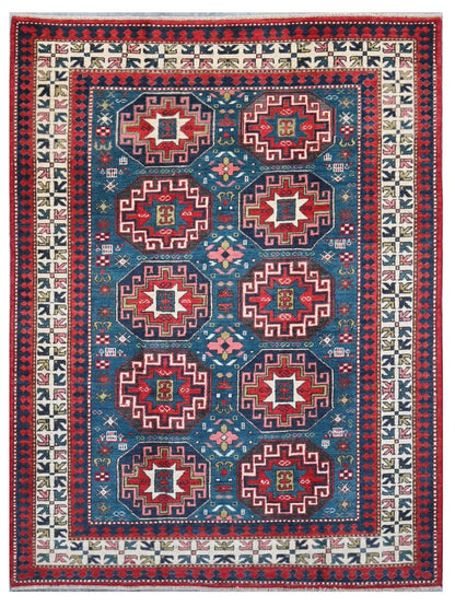Tappeto Kazak Classico, Multicolore, fatto a mano, 197x141cm