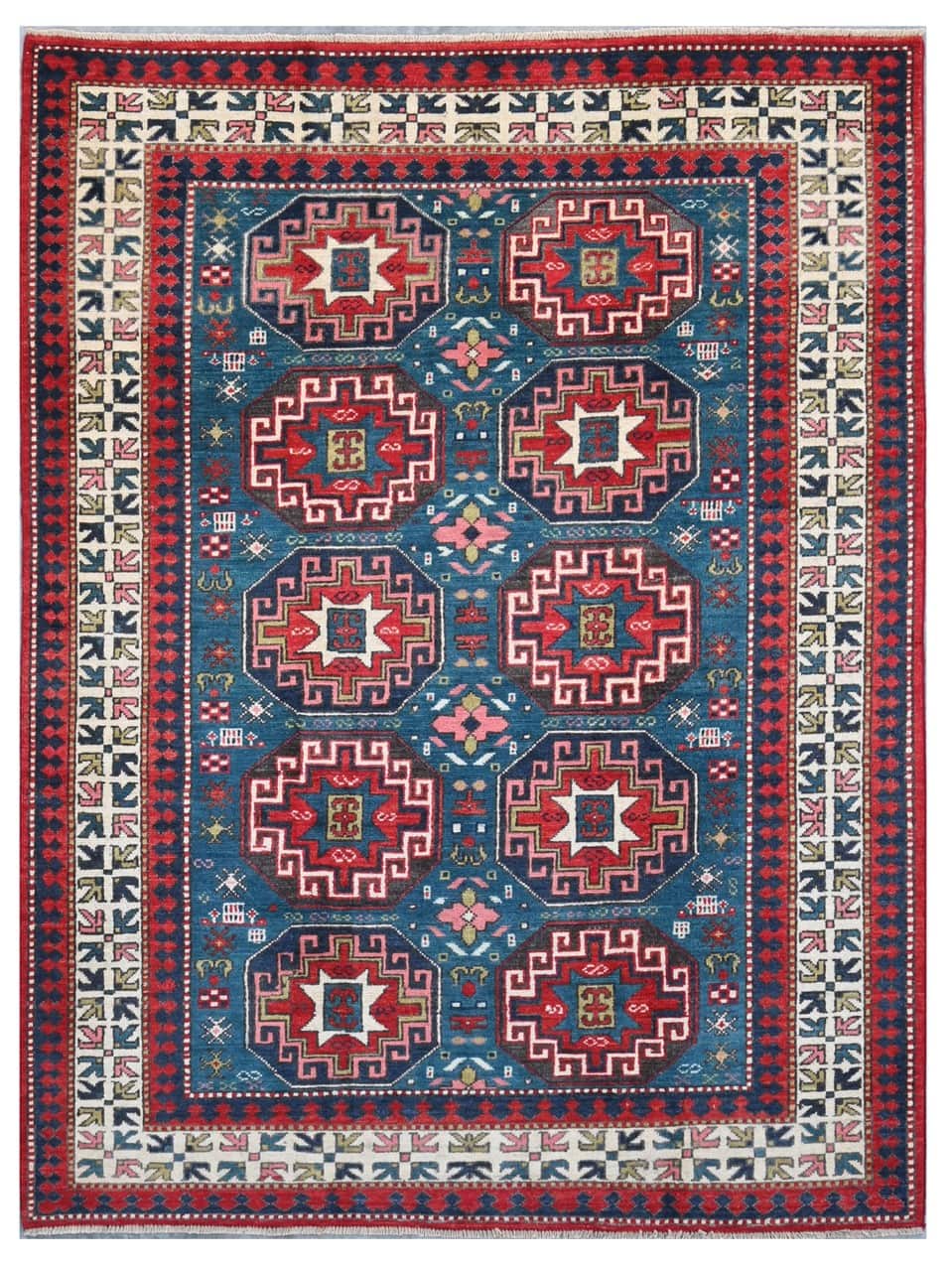 Classic Kazak carpet, Multi, handmade, 197x141cm