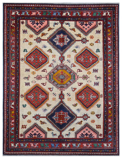 Tappeto Kazak Classico, Multicolore, fatto a mano, 203x151cm