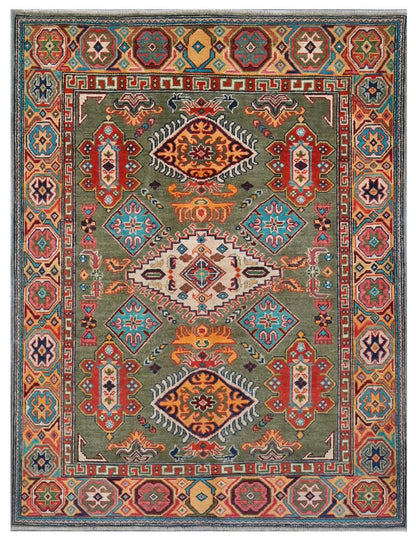 Tappeto Kazak Classico, Multicolore, fatto a mano, 201x146cm
