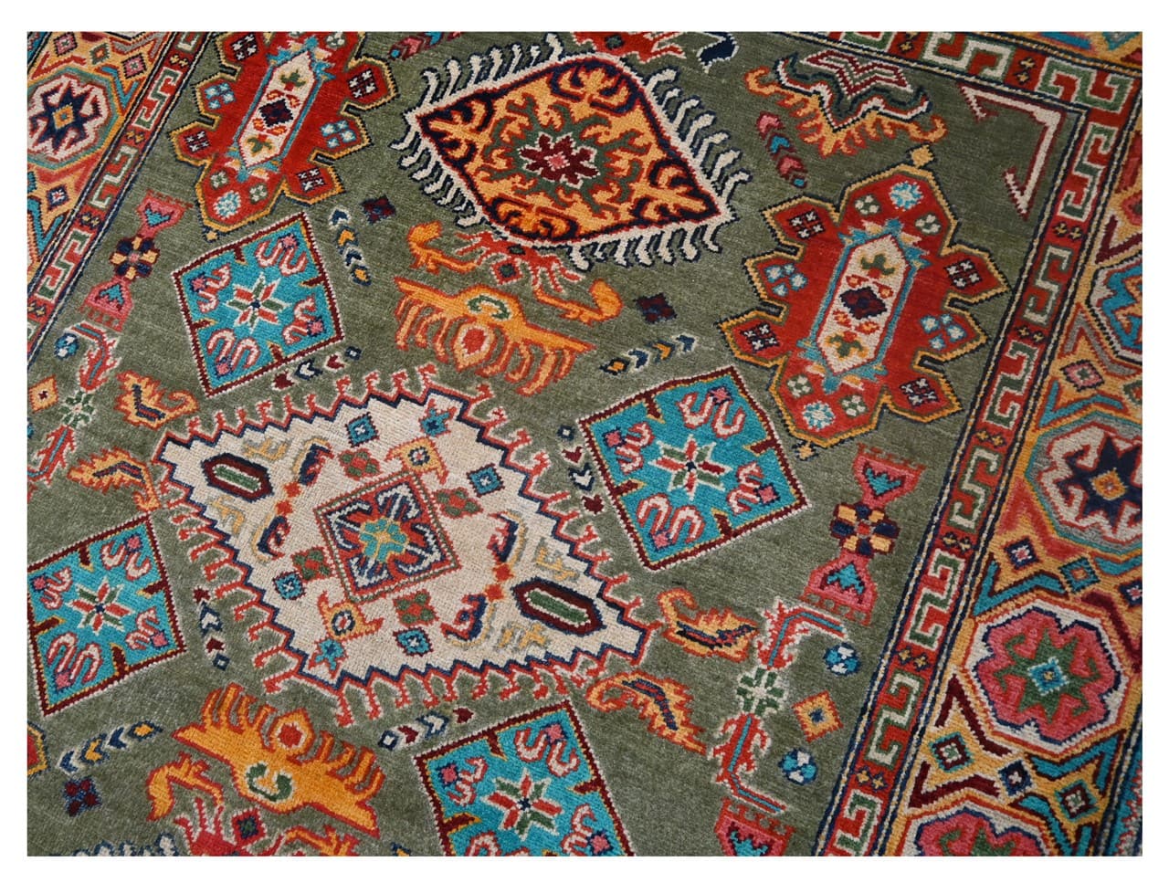 Classic Kazak carpet, Multi, handmade, 201x146cm