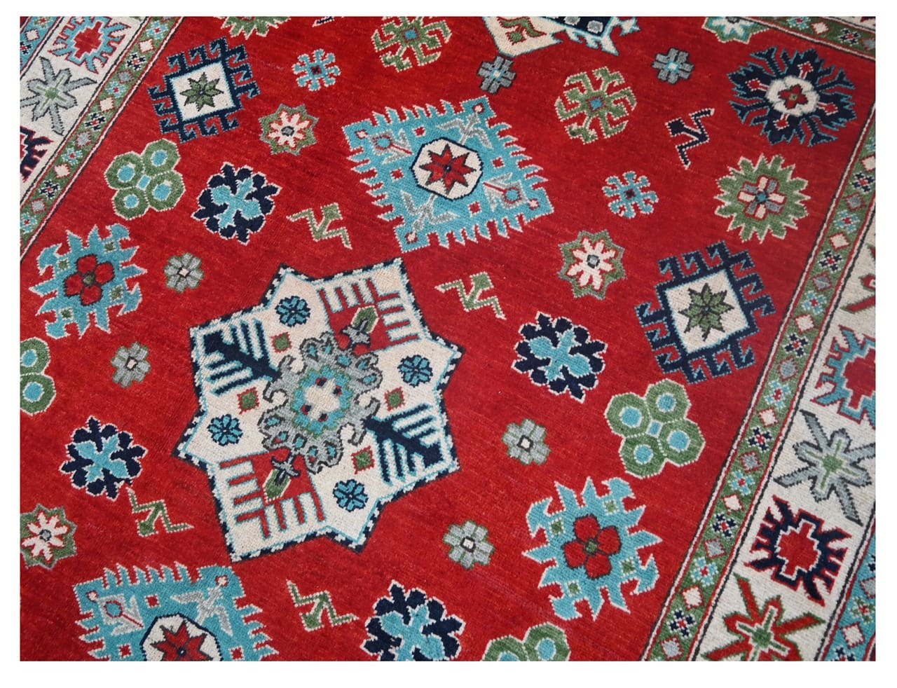 Classic Kazak carpet, Multi, handmade, 201x147cm