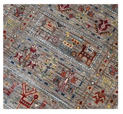 Tappeto passatoia Afghan grigio in lana, fatto a mano 302x81cm - CarpetLiving