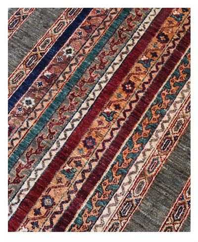 Tappeto passatoia Afghan grigio in lana, fatto a mano 304x78cm - CarpetLiving