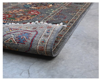 Tappeto passatoia Afghan grigio in lana, fatto a mano 301x84cm - CarpetLiving
