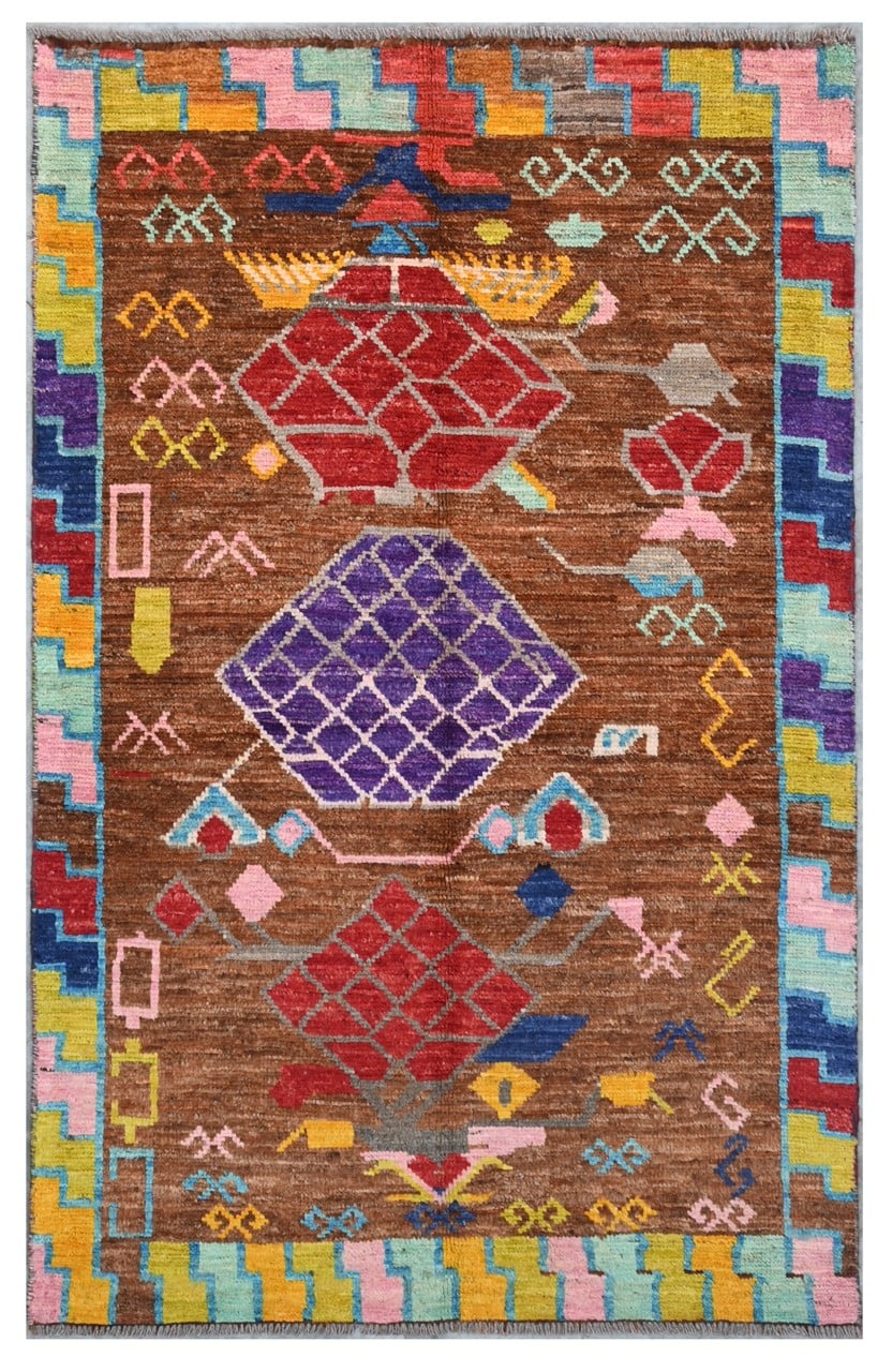 Taimany - Multicolor Tribal Wool Rug - Hand-Knotted 180x111cm