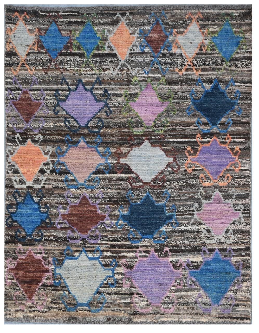 Taimany - Multicolor Tribal Wool Rug - Hand-Knotted 129x99cm