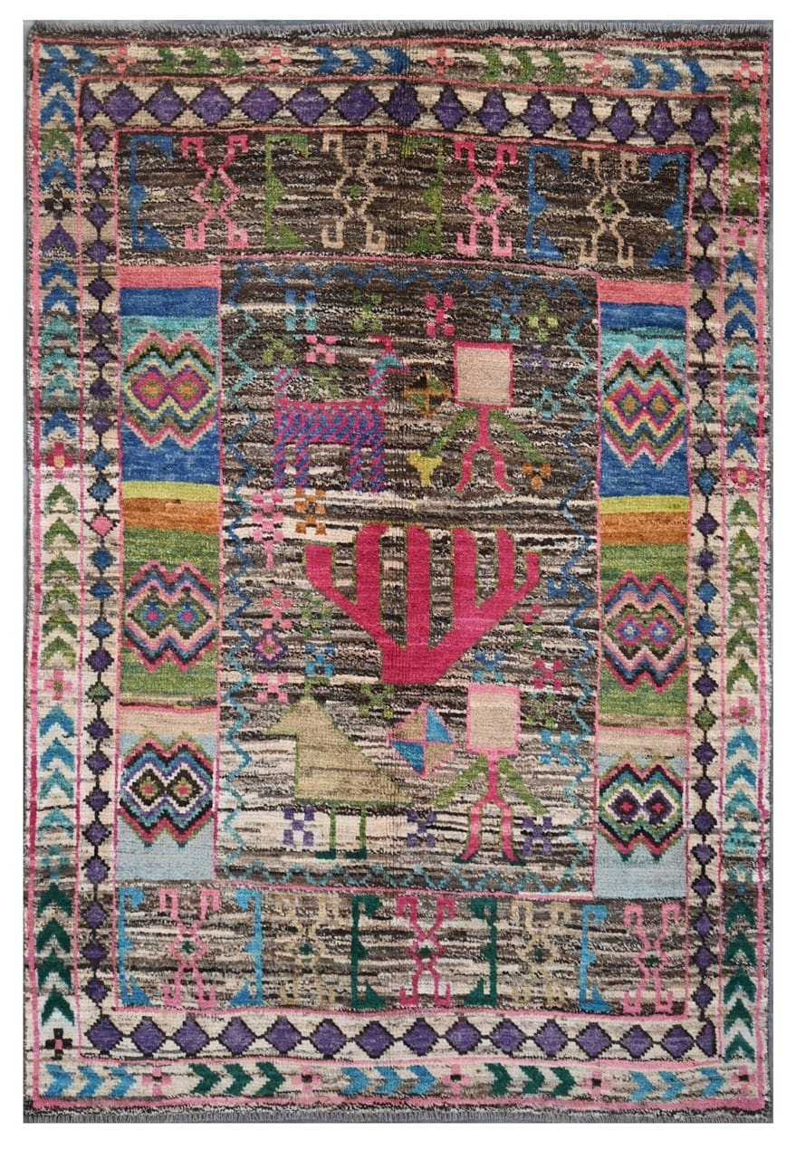 Taimany - Multicolor Tribal Wool Rug - Hand-Knotted 184x125cm