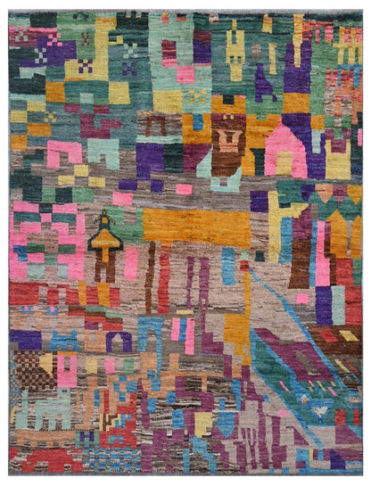 Taimany - Multicolor Tribal Wool Rug - Hand-Knotted 237x184cm