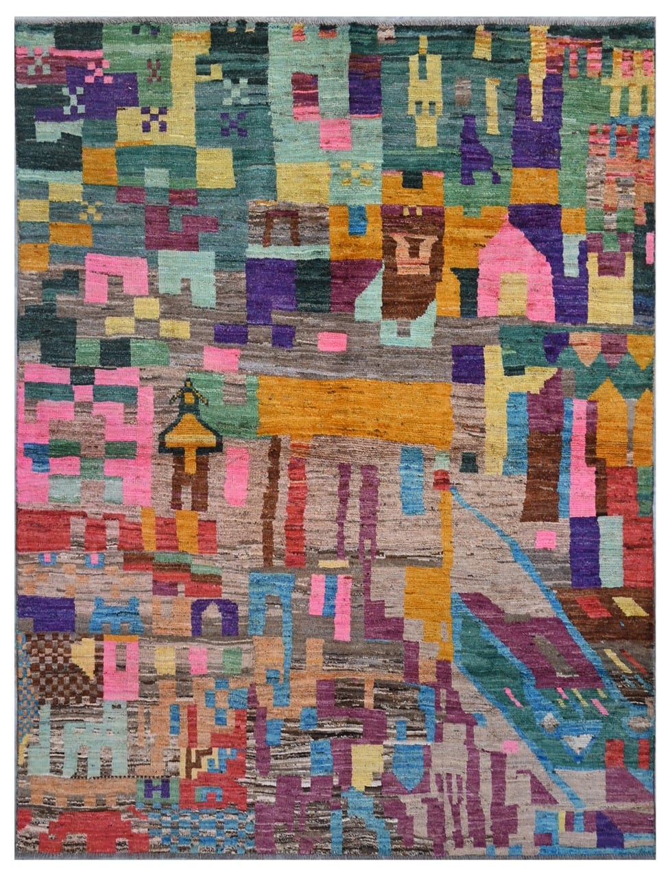 Taimany - Multicolor Tribal Wool Rug - Hand-Knotted 237x184cm