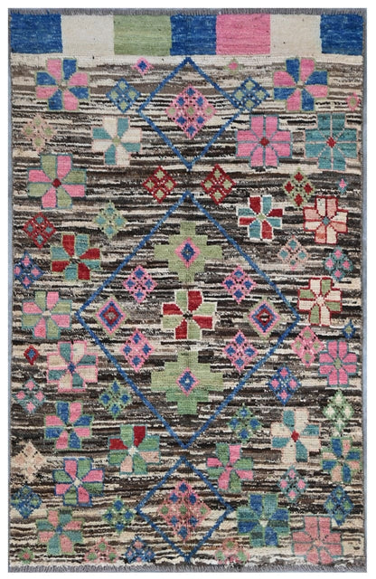 Taimany - Multicolor Tribal Wool Rug - Hand-Knotted 145x91cm