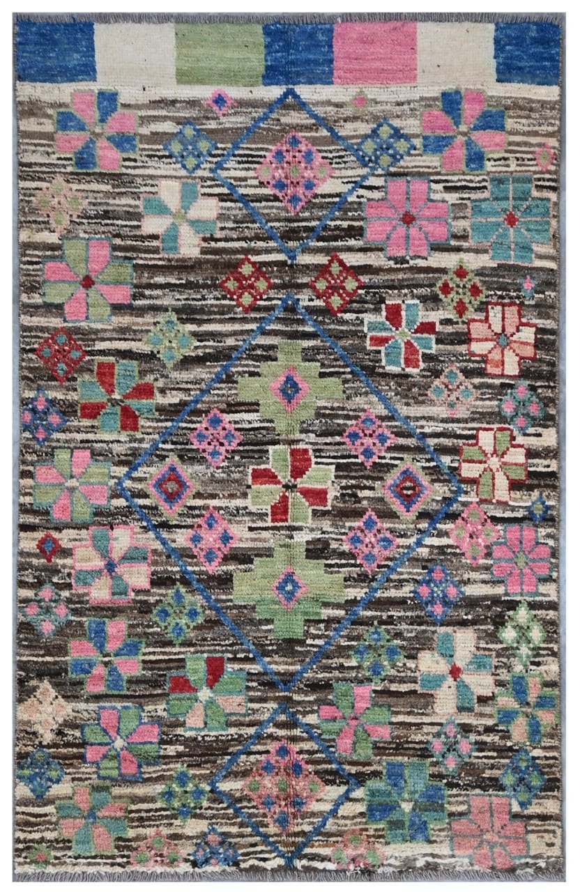 Taimany - Multicolor Tribal Wool Rug - Hand-Knotted 145x91cm