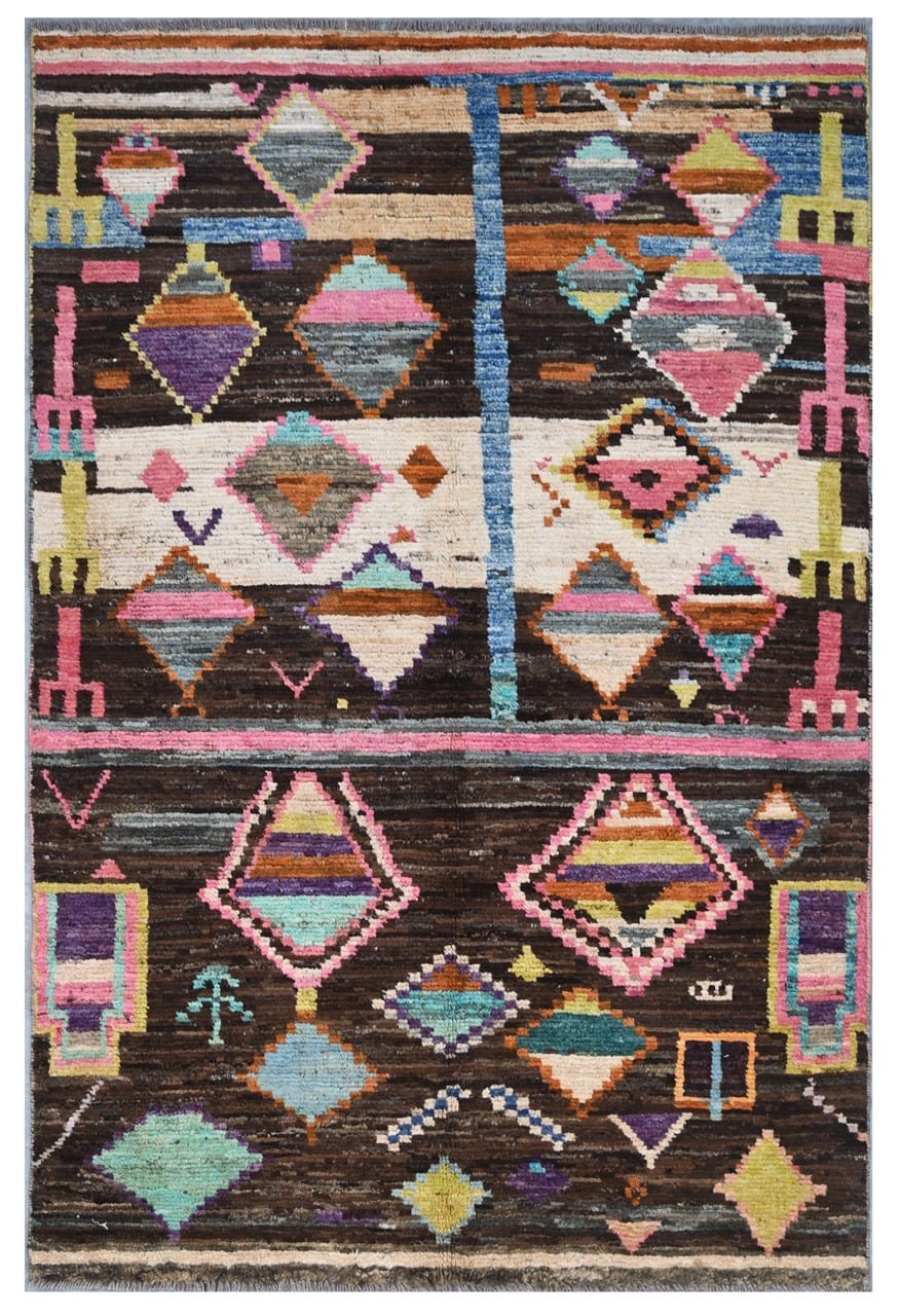 Taimany - Multicolor Tribal Wool Rug - Hand-Knotted 182x119cm