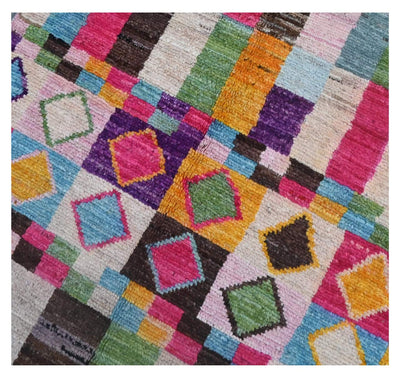 Taimany - Tappeto Tribale in Lana Multicolore - Fatto a Mano 140x88cm - CarpetLiving