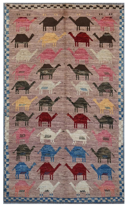 Taimany - Multicolor Tribal Wool Rug - Hand-Knotted 182x110cm