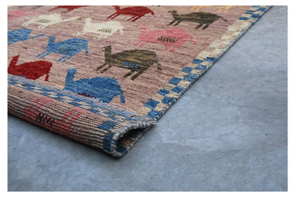 Taimany - Multicolor Tribal Wool Rug - Hand-Knotted 182x110cm