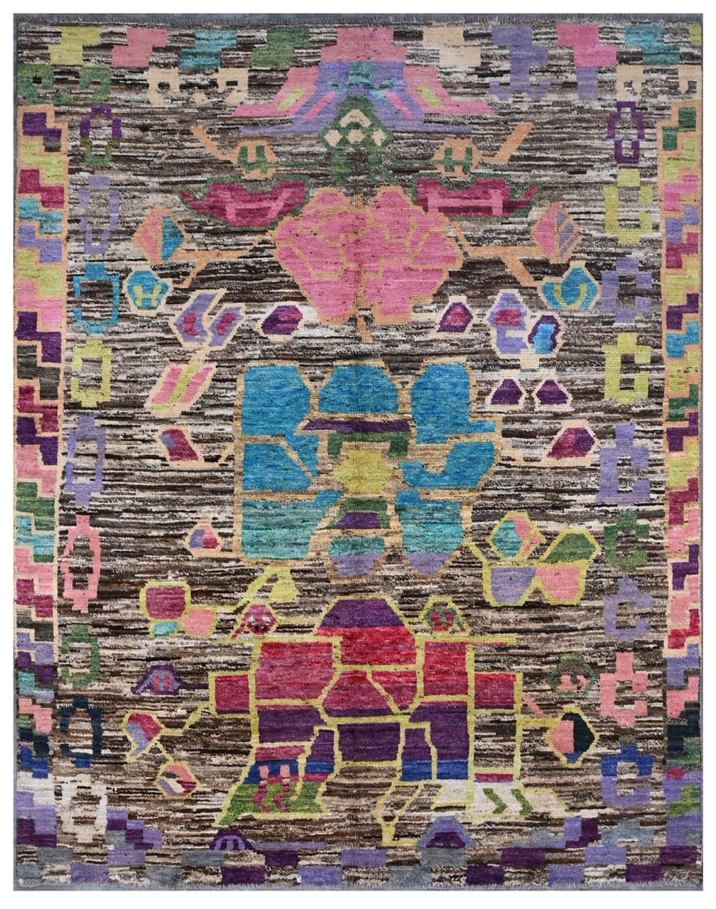 Taimany - Multicolor Tribal Wool Rug - Hand-Knotted 246x189cm