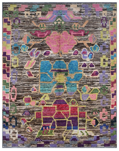 Taimany - Multicolor Tribal Wool Rug - Hand-Knotted 246x189cm