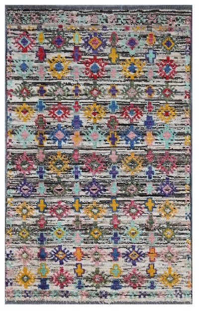 Taimany - Tappeto Tribale in Lana Multicolore - Fatto a Mano 138x86cm