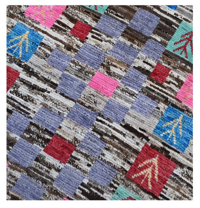 Taimany - Tappeto Tribale in Lana Multicolore - Fatto a Mano 151x88cm