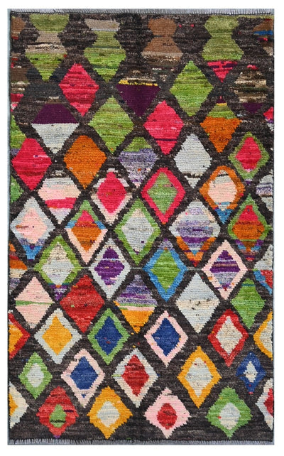 Taimany - Tappeto Tribale in Lana Multicolore - Fatto a Mano 149x87cm - CarpetLiving