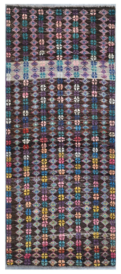 Taimany - Multicolor Tribal Wool Rug - Hand-Knotted 200x77cm