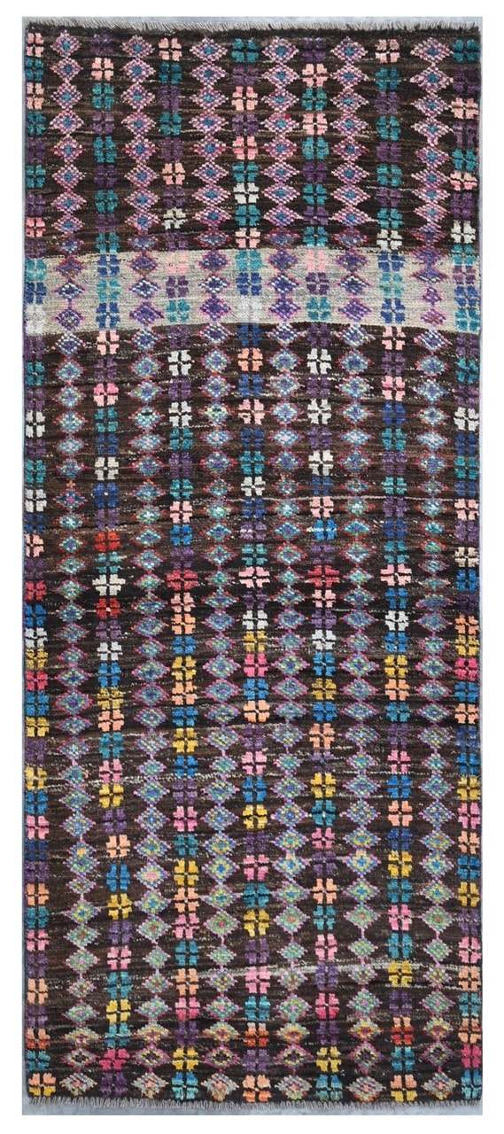 Taimany - Multicolor Tribal Wool Rug - Hand-Knotted 200x77cm