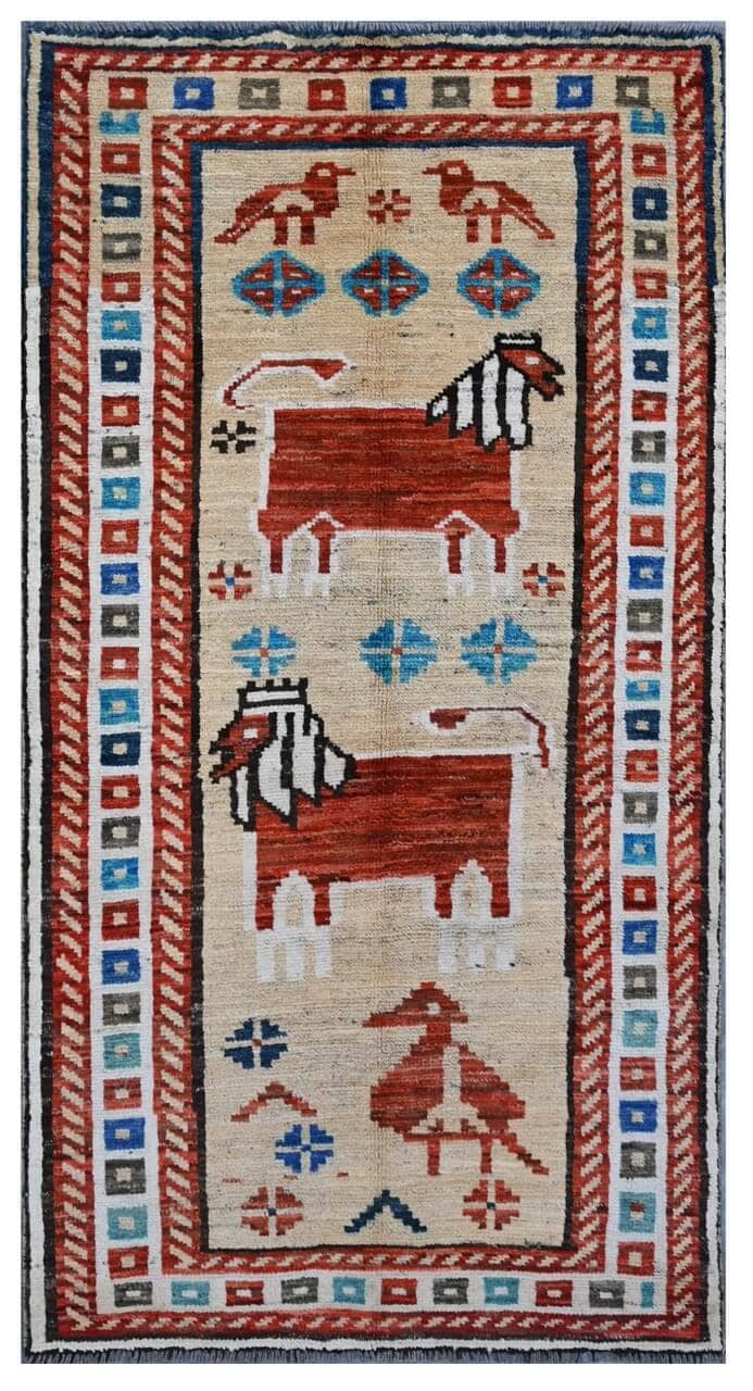 Taimany - Multicolor Tribal Wool Rug - Hand-Knotted 198x101cm