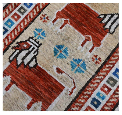Taimany - Tappeto Tribale in Lana Multicolore - Fatto a Mano 198x101cm - CarpetLiving