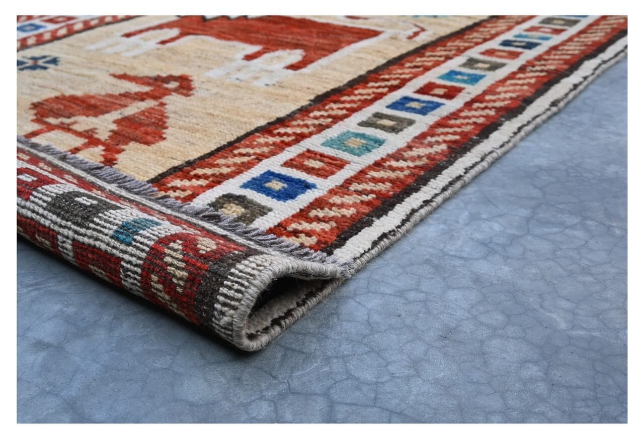 Taimany - Multicolor Tribal Wool Rug - Hand-Knotted 198x101cm
