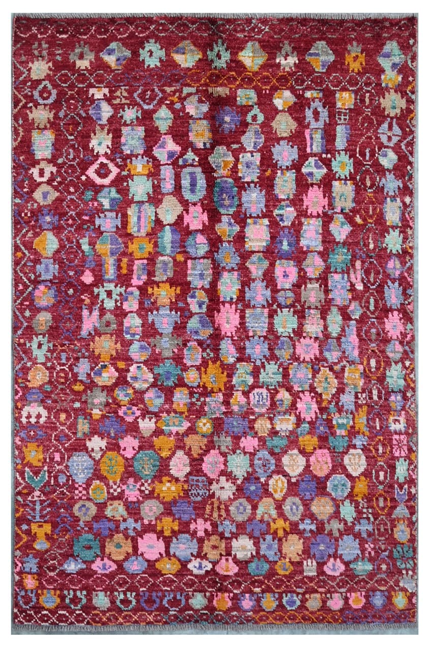 Taimany - Multicolor Tribal Wool Rug - Hand-Knotted 183x118cm