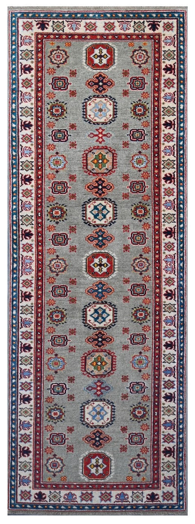Tappeto Passatoia Kazak Classico, Multicolore, fatto a mano, 237x77cm - CarpetLiving