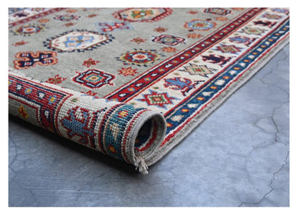 Tappeto Passatoia Kazak Classico, Multicolore, fatto a mano, 237x77cm